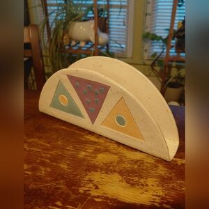 Vintage handmade ceramic napkin holder